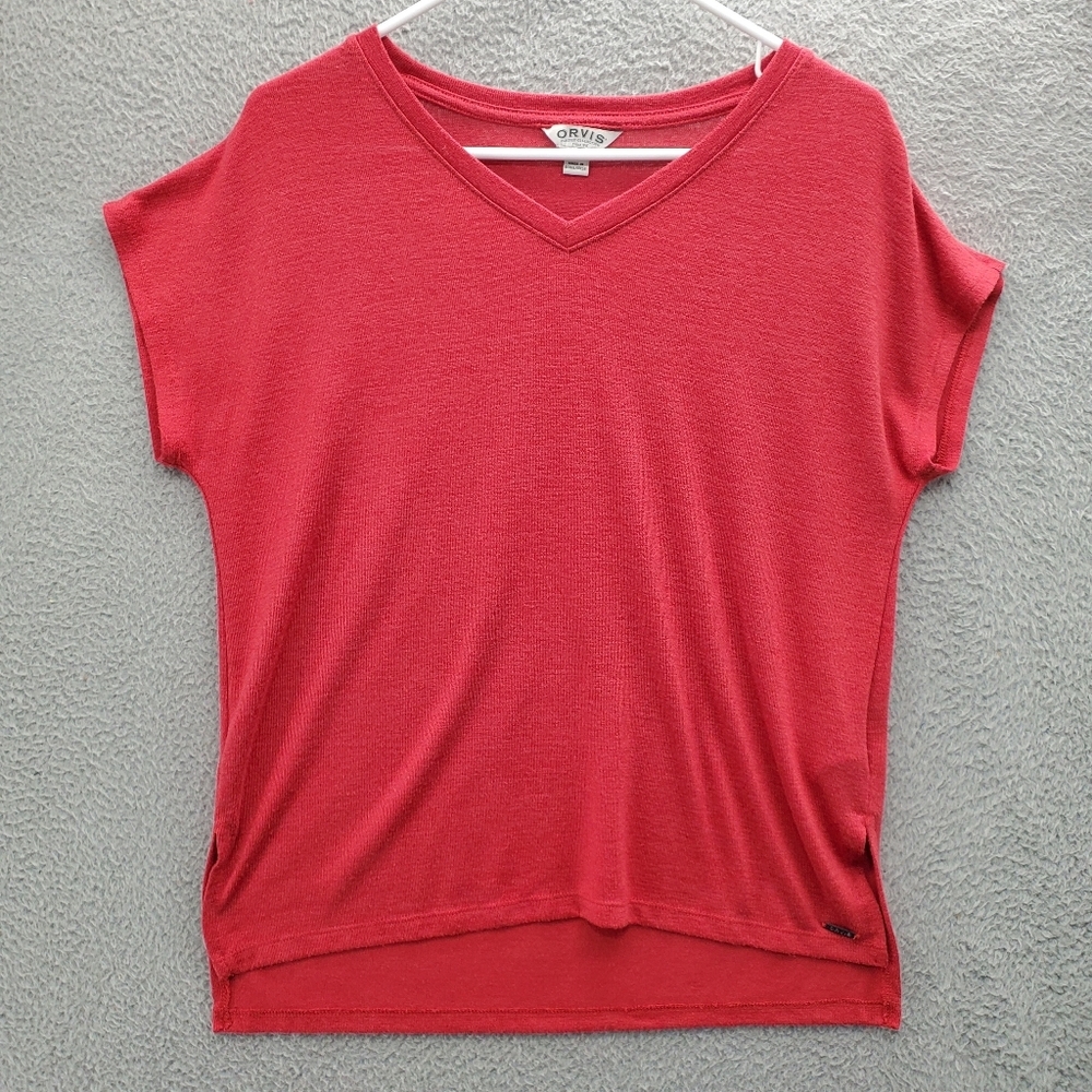 Orvis Tunic Knit Top Short Sleeve V-Neck Womens Size Small
